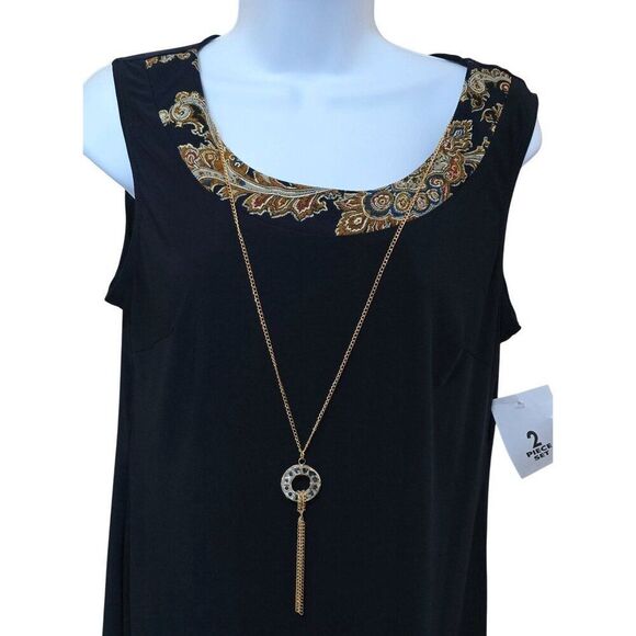 2-Piece Navy Dress  Gold Paisley Jacket - Size 8 - Made In USA elegant classic - Picture 2 of 16